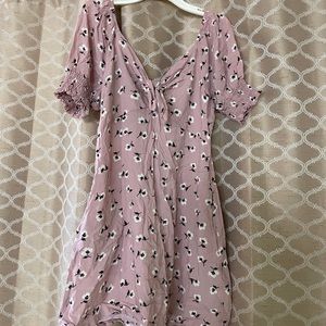 Mauve floral dress w/pockets